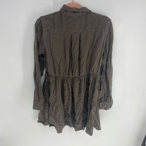 Maeve Women's Pleated Long Sleeve Button-Up Shirt Dress Size Small - Picture 6 of 6